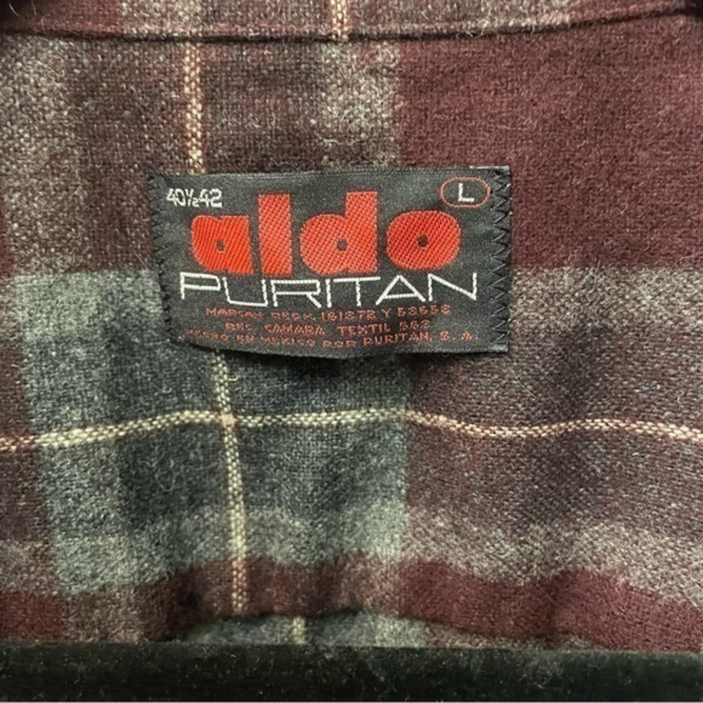 Aldo Puritan Burgundy Vintage Wool Plaid Shirt. Size Large - Picture 3 of 6